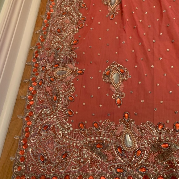 Coralish pink bridal lengha - Picture 9 of 9